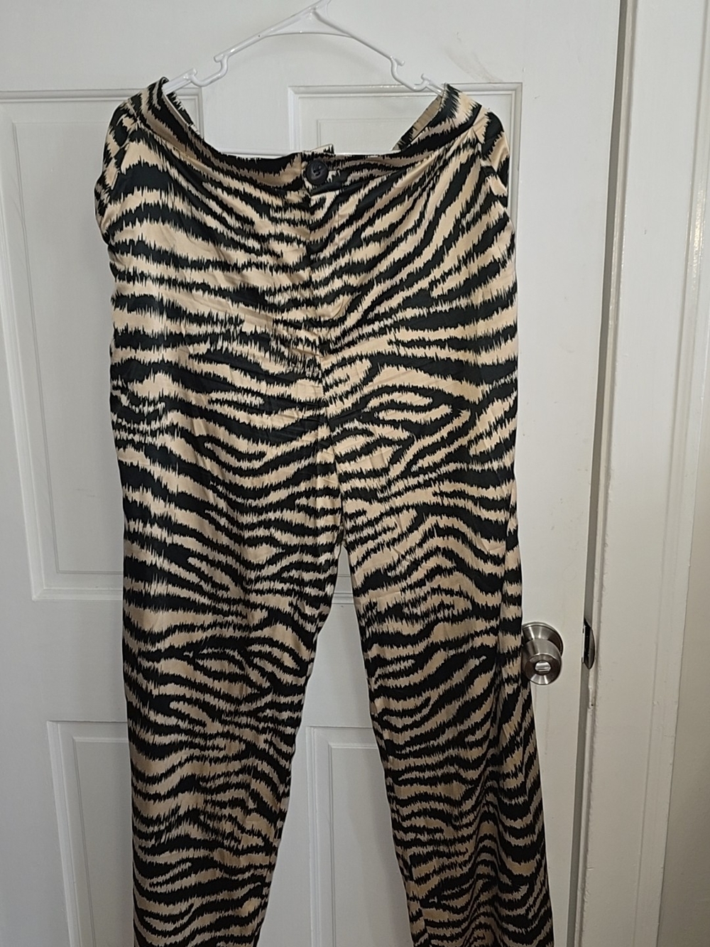 Haute Monde Black & Beige Zebra Flare Pants